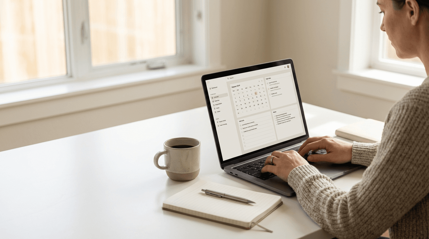 Arbeitsplatz mit Laptop – alles an einem Ort lernen, vernetzen und organisieren
